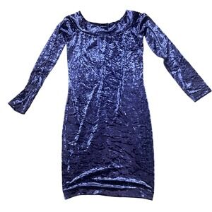 United Colors of Benetton Women's M Purple Velvet Dress Bodycon Long Sleeve NWOT